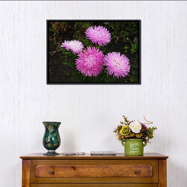 Asters Flowers Canvas Wall Art-5 Horizontal-Gallery Wrap-22" x 12"-Tiaracle