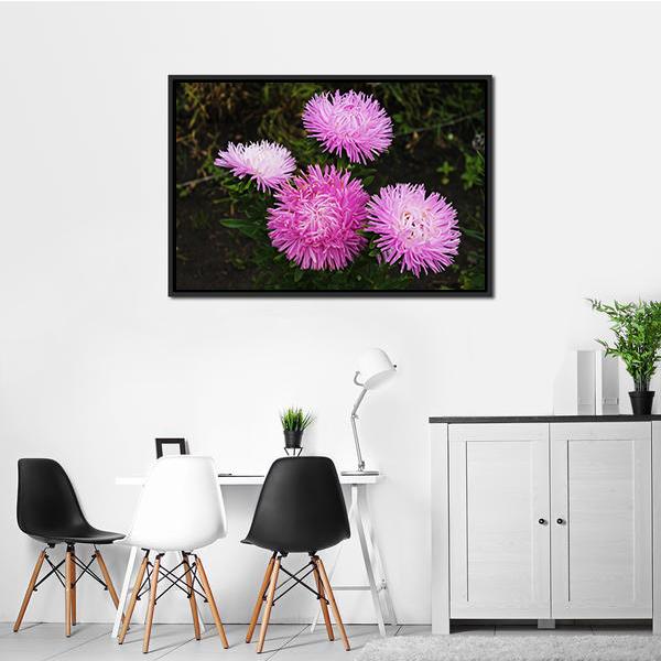 Asters Flowers Canvas Wall Art-1 Piece-Floating Frame-24" x 16"-Tiaracle