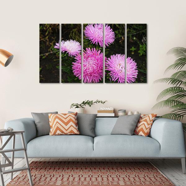 Asters Flowers Canvas Wall Art-5 Horizontal-Gallery Wrap-22" x 12"-Tiaracle
