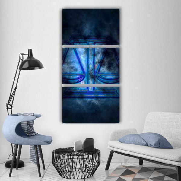 Libra Sign Vertical Canvas Wall Art-3 Vertical-Gallery Wrap-12" x 25"-Tiaracle