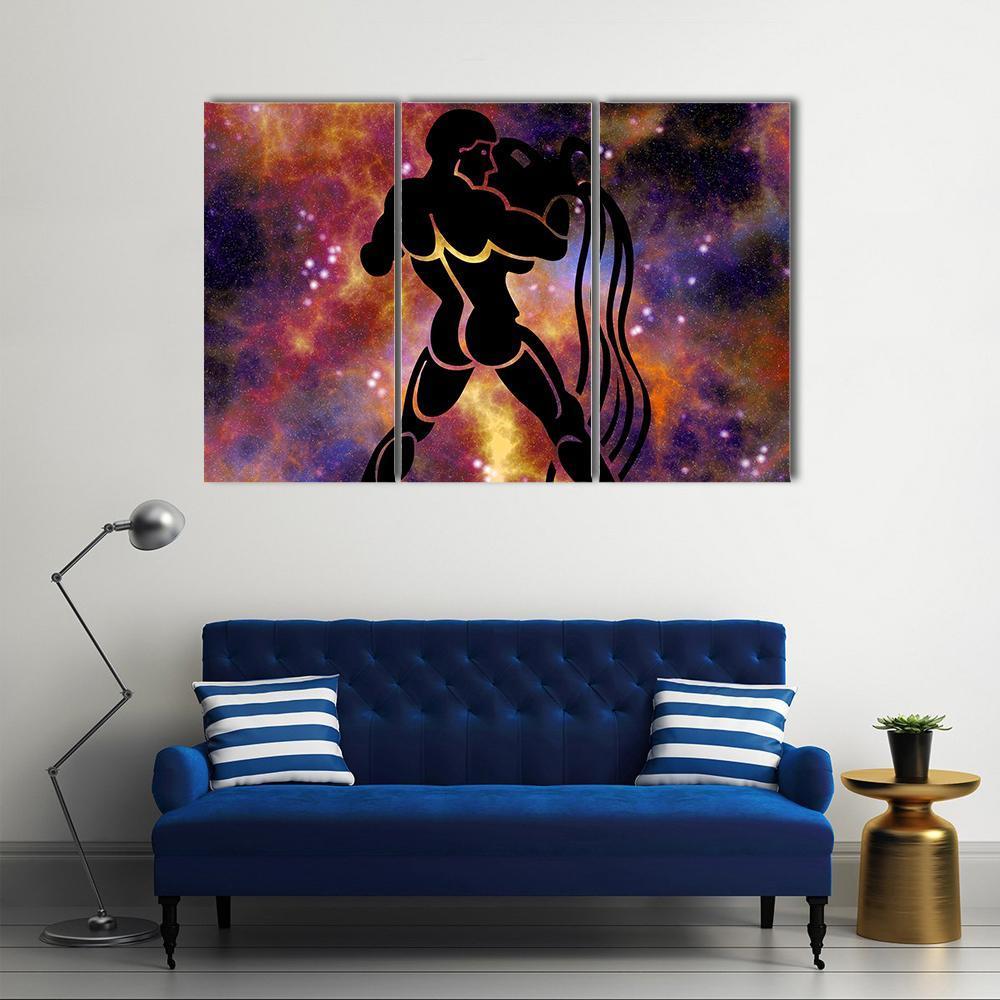 Aquarius Sign Canvas Wall Art-3 Horizontal-Gallery Wrap-25" x 16"-Tiaracle