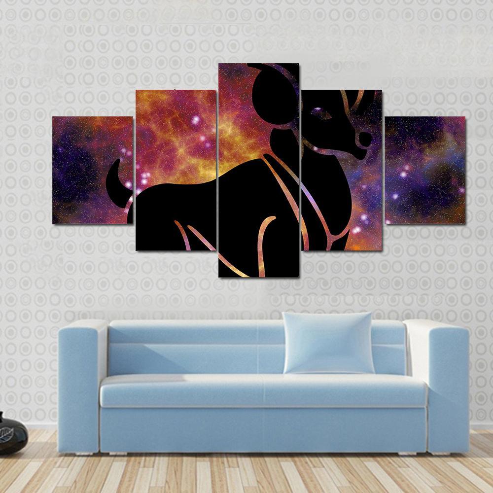 Aries Astrology Canvas Wall Art-5 Star-Gallery Wrap-42" x 21"-Tiaracle
