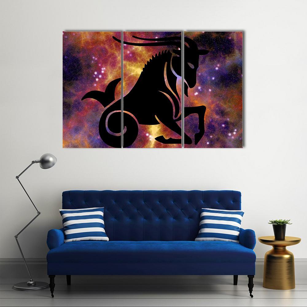 Sign Of Capricorn Canvas Wall Art-3 Horizontal-Gallery Wrap-25" x 16"-Tiaracle