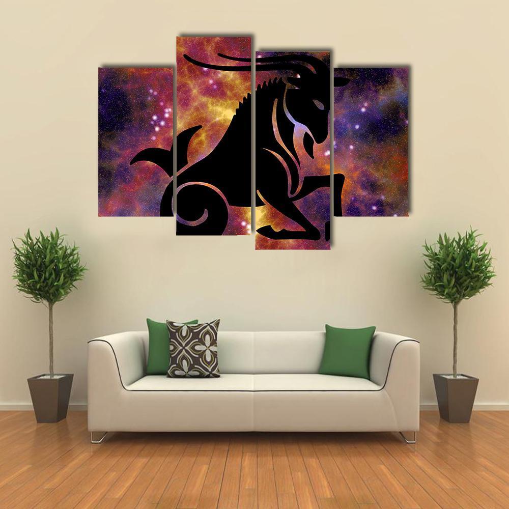 Sign Of Capricorn Canvas Wall Art-4 Pop-Gallery Wrap-34" x 20"-Tiaracle