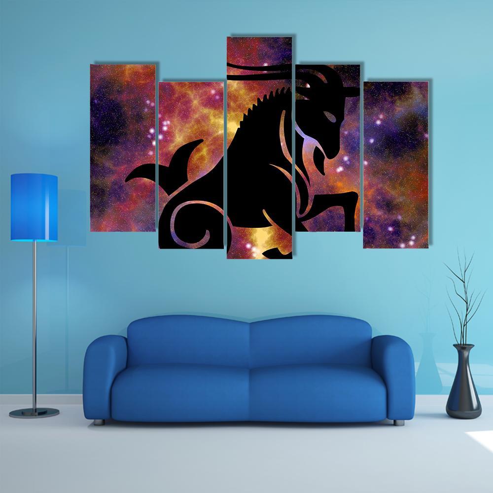 Sign Of Capricorn Canvas Wall Art-5 Pop-Gallery Wrap-32" x 21"-Tiaracle