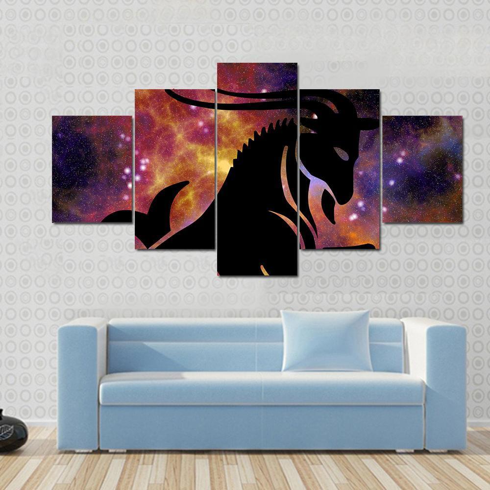 Sign Of Capricorn Canvas Wall Art-5 Star-Gallery Wrap-42" x 21"-Tiaracle