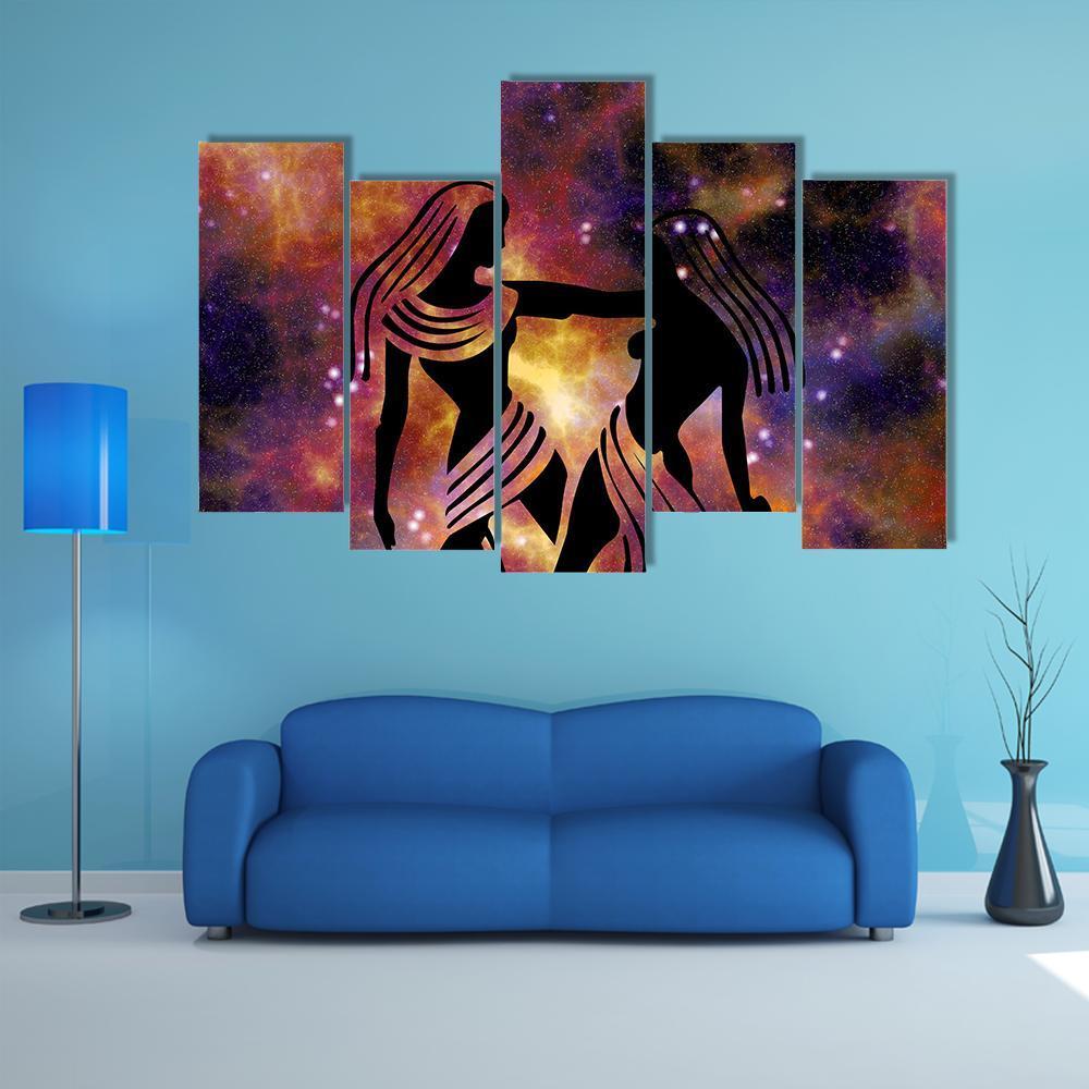 Sign Of Gemini Canvas Wall Art-5 Pop-Gallery Wrap-32" x 21"-Tiaracle
