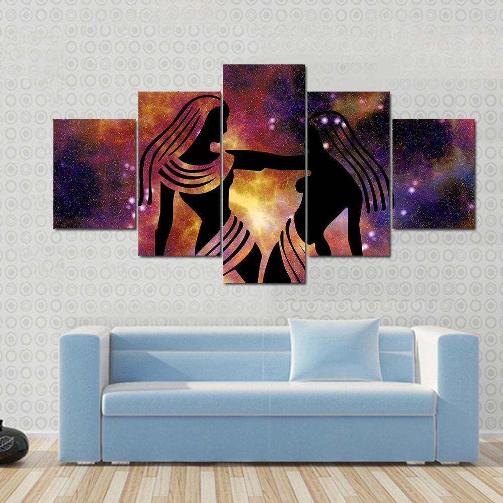 Sign Of Gemini Canvas Wall Art-5 Star-Gallery Wrap-42" x 21"-Tiaracle