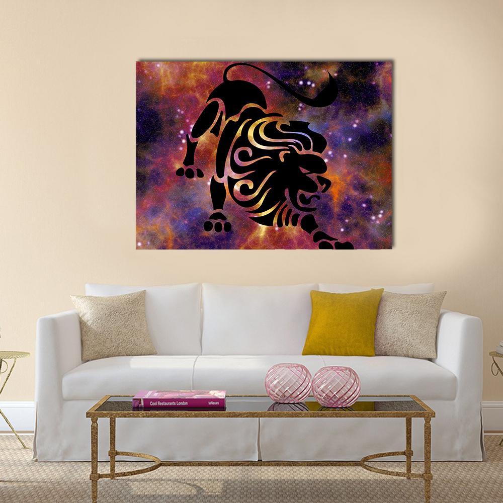 Sign Of Leo Canvas Wall Art-5 Pop-Gallery Wrap-32" x 21"-Tiaracle