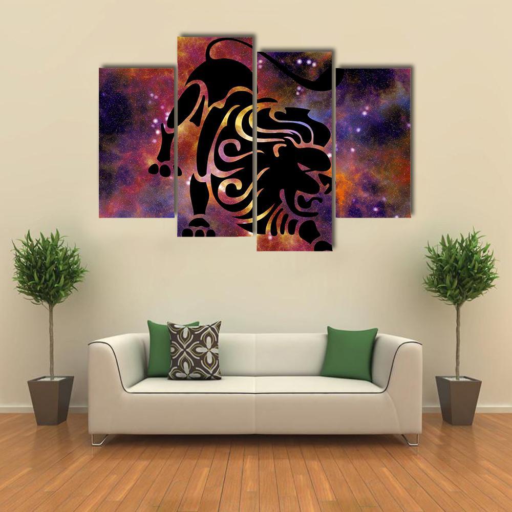 Sign Of Leo Canvas Wall Art-4 Pop-Gallery Wrap-34" x 20"-Tiaracle