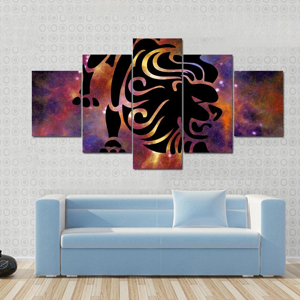 Sign Of Leo Canvas Wall Art-5 Star-Gallery Wrap-42" x 21"-Tiaracle