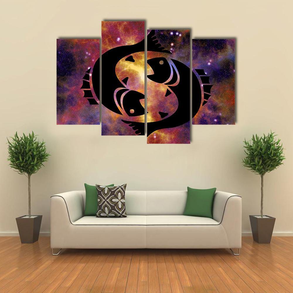 Sign Of Pisces Canvas Wall Art-4 Pop-Gallery Wrap-34" x 20"-Tiaracle