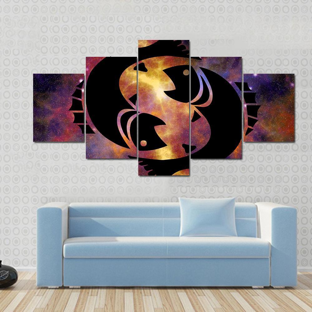 Sign Of Pisces Canvas Wall Art-5 Star-Gallery Wrap-42" x 21"-Tiaracle