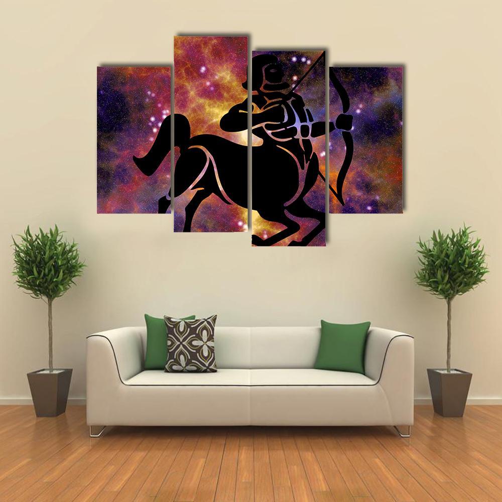 Sign Of Sagittarius Canvas Wall Art-4 Pop-Gallery Wrap-34" x 20"-Tiaracle