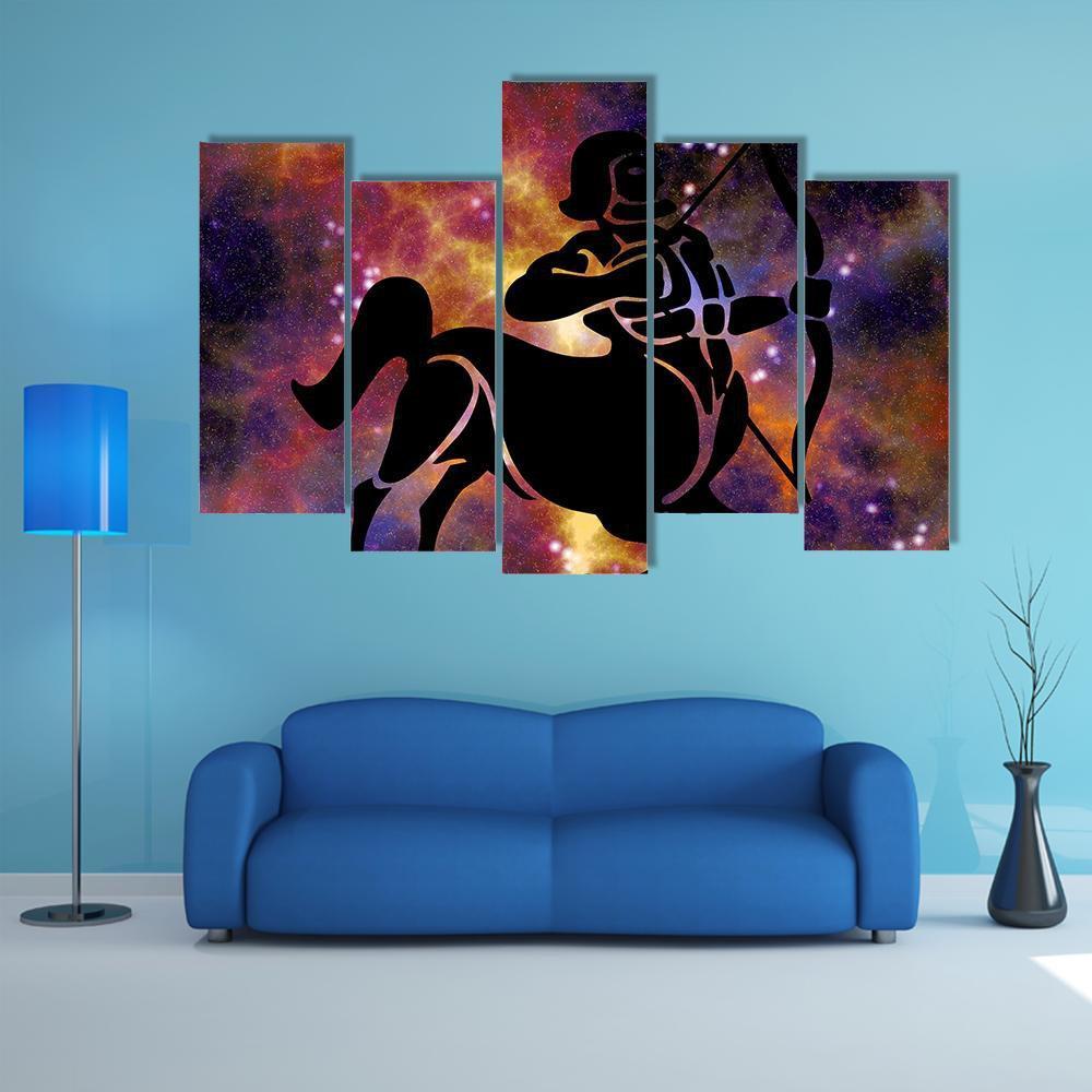 Sign Of Sagittarius Canvas Wall Art-5 Pop-Gallery Wrap-32" x 21"-Tiaracle