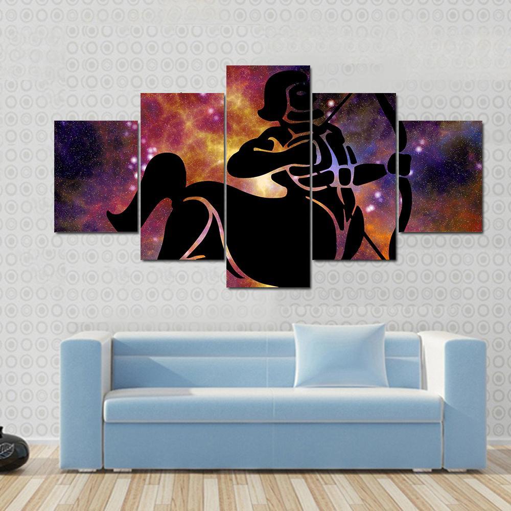 Sign Of Sagittarius Canvas Wall Art-5 Star-Gallery Wrap-42" x 21"-Tiaracle