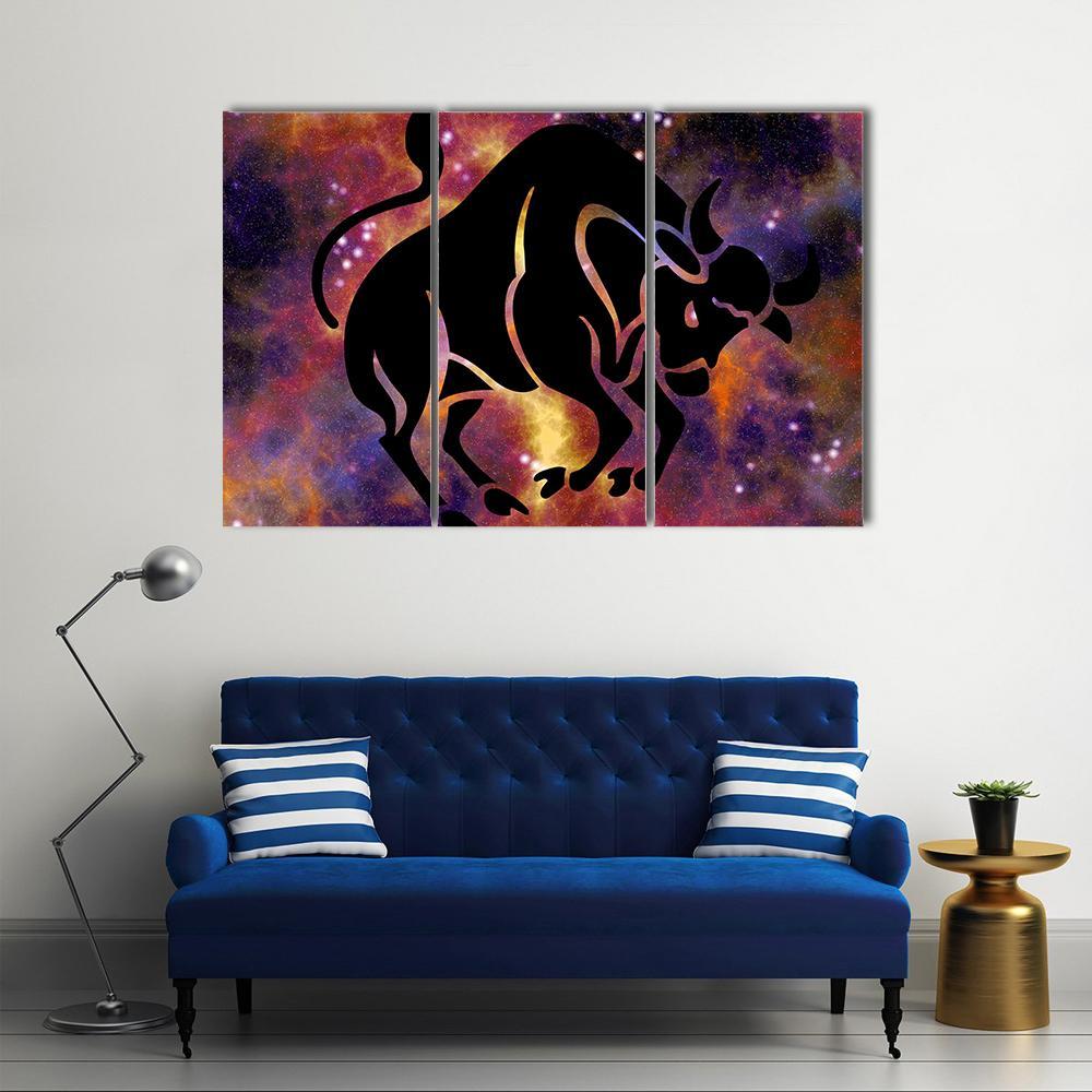 Sign Of Taurus Canvas Wall Art-3 Horizontal-Gallery Wrap-25" x 16"-Tiaracle