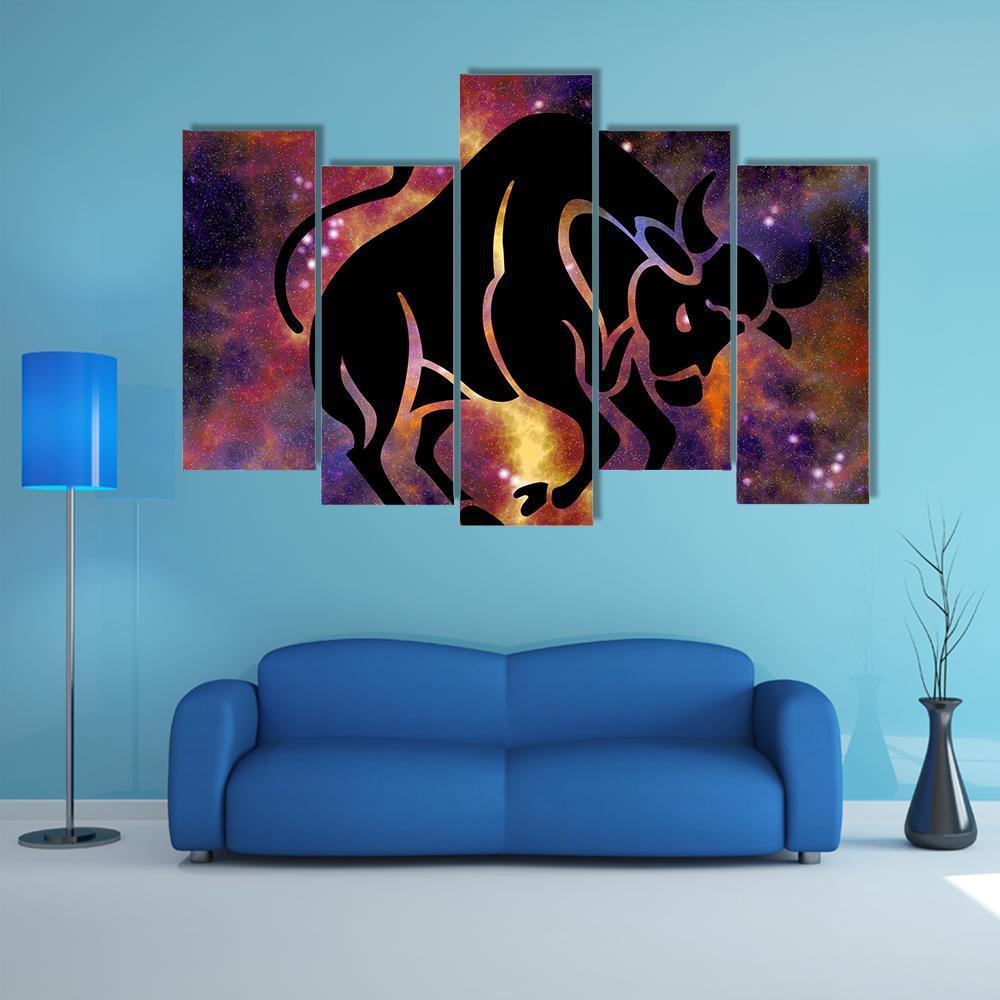 Sign Of Taurus Canvas Wall Art-5 Pop-Gallery Wrap-32" x 21"-Tiaracle