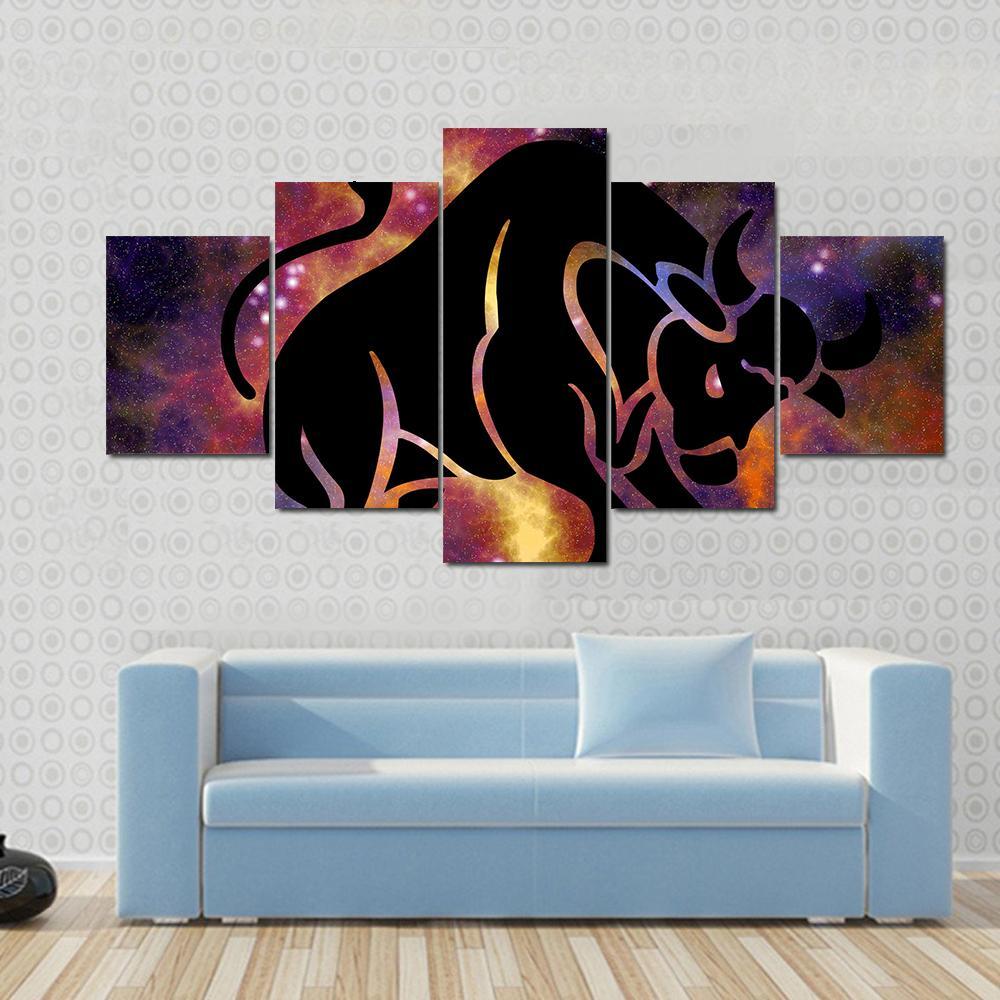 Sign Of Taurus Canvas Wall Art-5 Star-Gallery Wrap-42" x 21"-Tiaracle