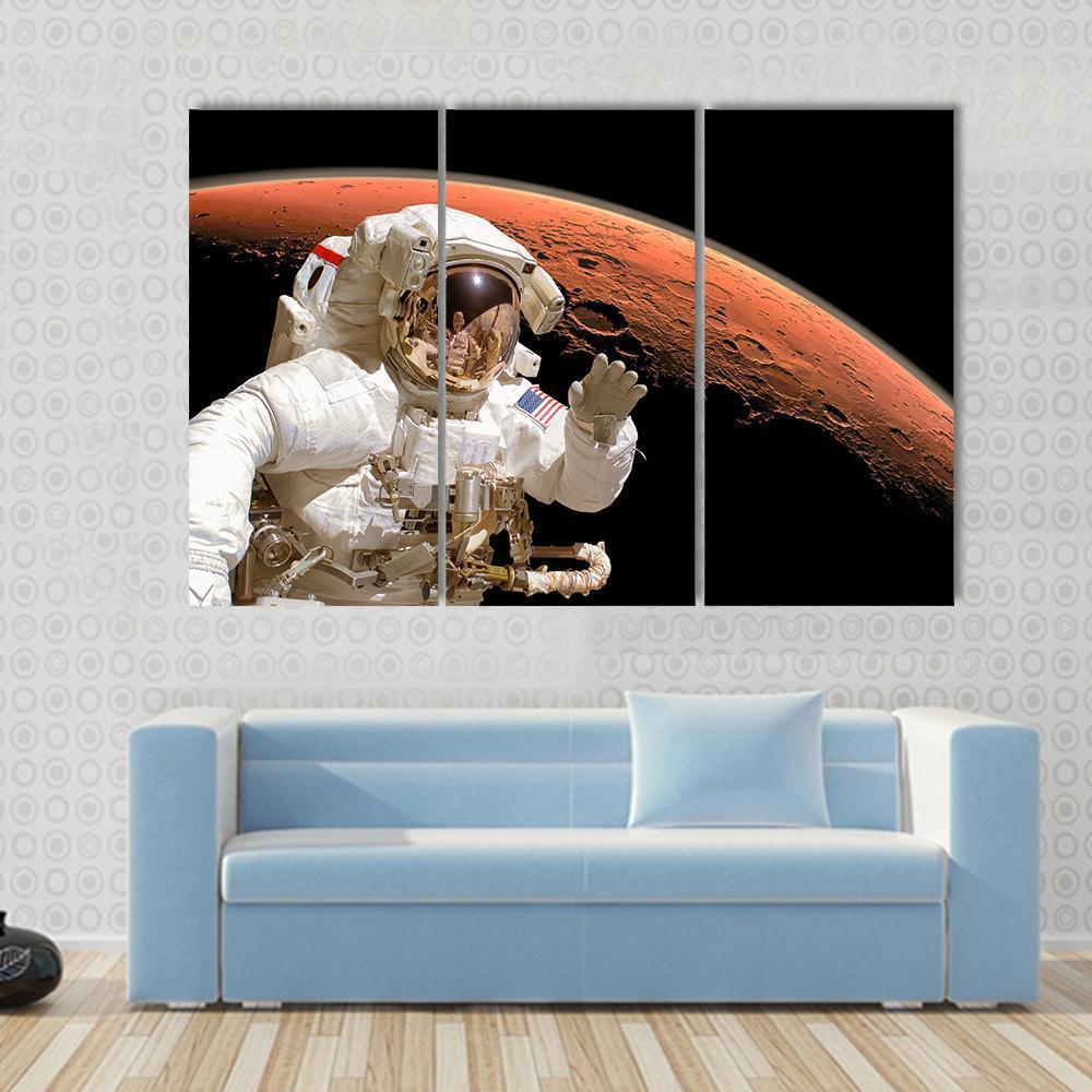 Astronaut Above Mars Canvas Wall Art-3 Horizontal-Gallery Wrap-37" x 24"-Tiaracle