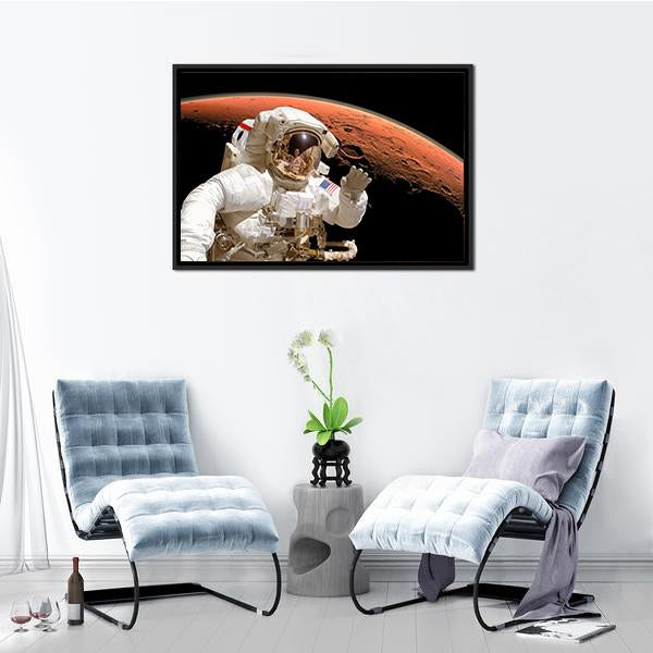 Astronaut Above Mars Canvas Wall Art-3 Horizontal-Gallery Wrap-25" x 16"-Tiaracle