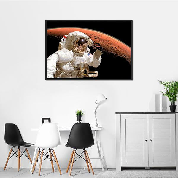 Astronaut Above Mars Canvas Wall Art-3 Horizontal-Gallery Wrap-25" x 16"-Tiaracle