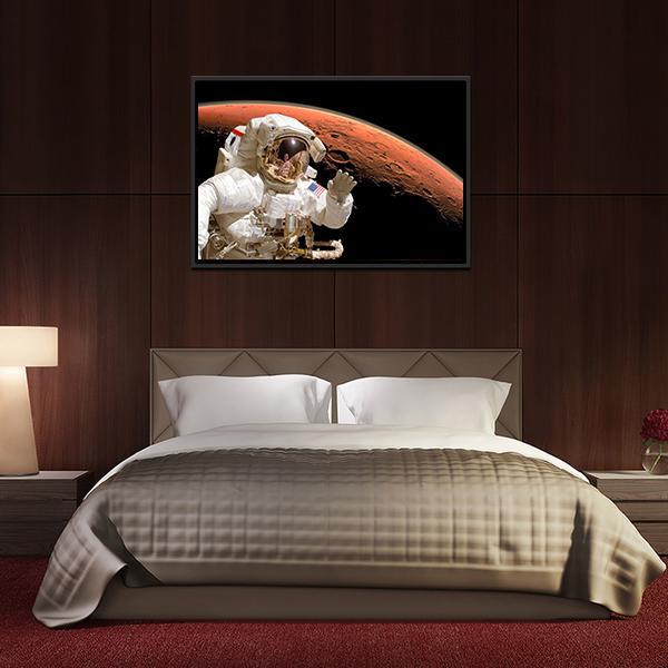 Astronaut Above Mars Canvas Wall Art-3 Horizontal-Gallery Wrap-25" x 16"-Tiaracle