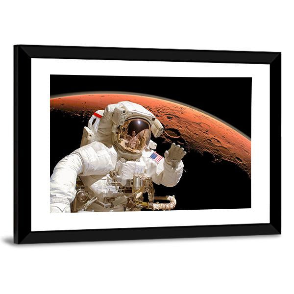 Astronaut Above Mars Canvas Wall Art-3 Horizontal-Gallery Wrap-25" x 16"-Tiaracle