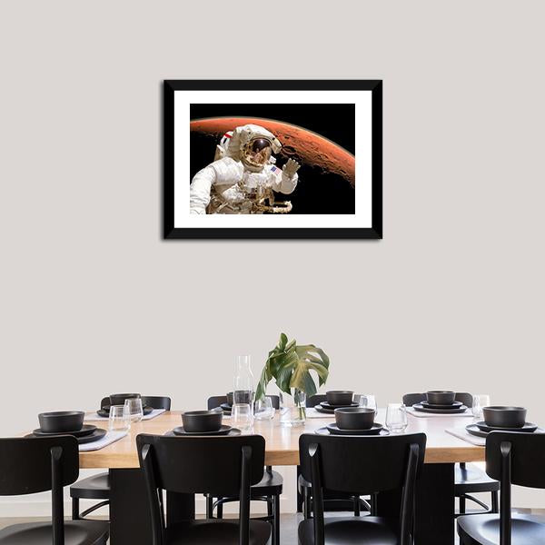 Astronaut Above Mars Canvas Wall Art-3 Horizontal-Gallery Wrap-25" x 16"-Tiaracle