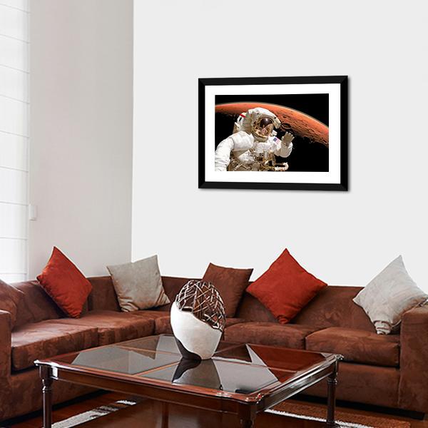 Astronaut Above Mars Canvas Wall Art-3 Horizontal-Gallery Wrap-25" x 16"-Tiaracle