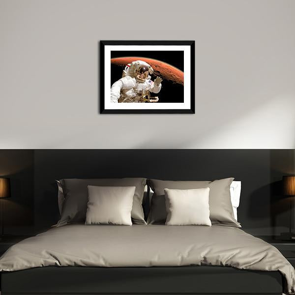 Astronaut Above Mars Canvas Wall Art-3 Horizontal-Gallery Wrap-25" x 16"-Tiaracle