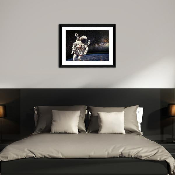 Astronaut And Milky Way Canvas Wall Art-3 Horizontal-Gallery Wrap-25" x 16"-Tiaracle