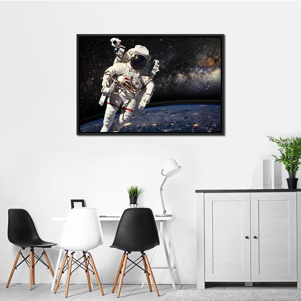 Astronaut And Milky Way Canvas Wall Art-3 Horizontal-Gallery Wrap-25" x 16"-Tiaracle
