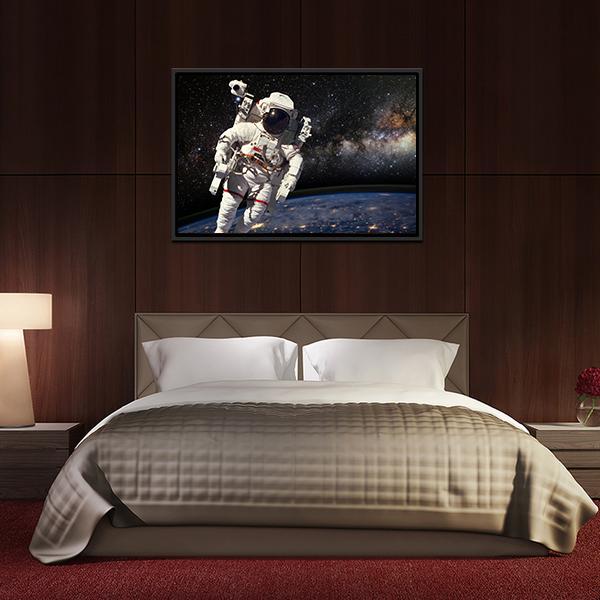 Astronaut And Milky Way Canvas Wall Art-3 Horizontal-Gallery Wrap-25" x 16"-Tiaracle