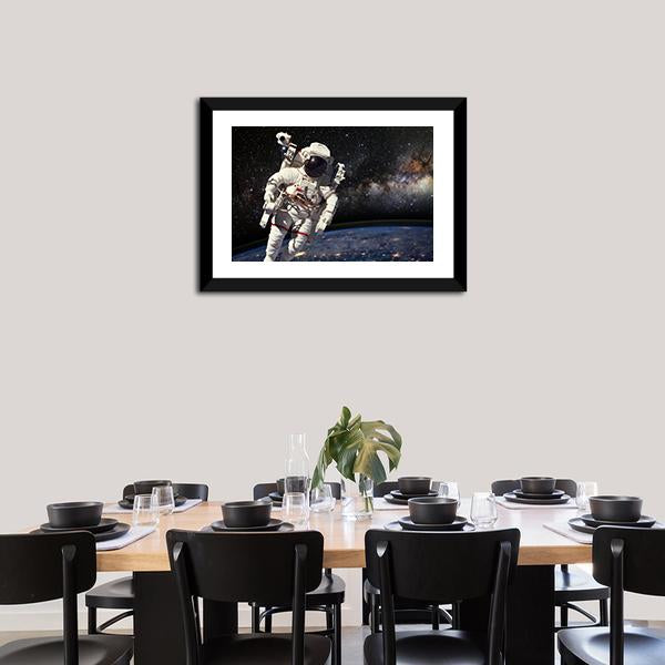 Astronaut And Milky Way Canvas Wall Art-3 Horizontal-Gallery Wrap-25" x 16"-Tiaracle