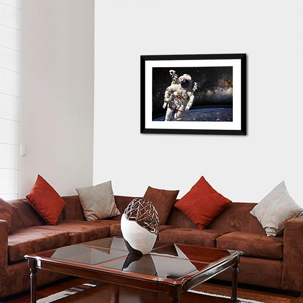 Astronaut And Milky Way Canvas Wall Art-3 Horizontal-Gallery Wrap-25" x 16"-Tiaracle