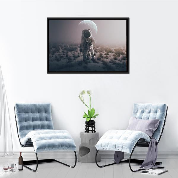 Astronaut In Alien World Canvas Wall Art-3 Horizontal-Gallery Wrap-25" x 16"-Tiaracle