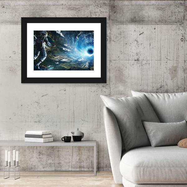 Astronaut In Artificial World Canvas Wall Art-3 Horizontal-Gallery Wrap-25&quot; x 16&quot;-Tiaracle