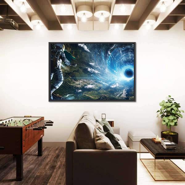 Astronaut In Artificial World Canvas Wall Art-3 Horizontal-Gallery Wrap-25&quot; x 16&quot;-Tiaracle