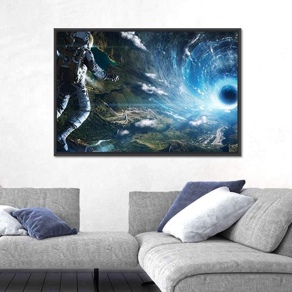 Astronaut In Artificial World Canvas Wall Art-3 Horizontal-Gallery Wrap-25&quot; x 16&quot;-Tiaracle