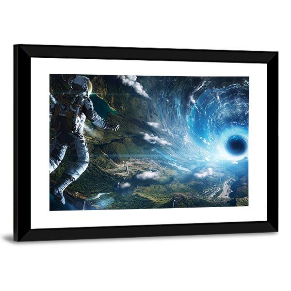 Astronaut In Artificial World Canvas Wall Art-3 Horizontal-Gallery Wrap-25&quot; x 16&quot;-Tiaracle