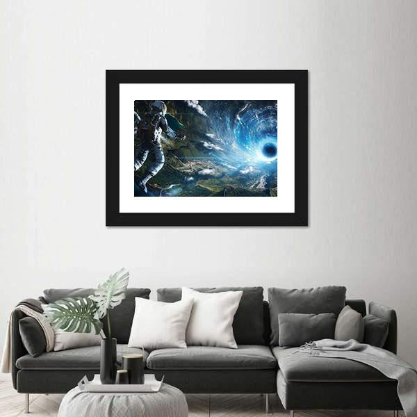 Astronaut In Artificial World Canvas Wall Art-3 Horizontal-Gallery Wrap-25" x 16"-Tiaracle