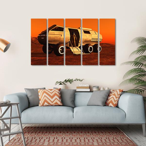 Astronaut In Mars Rover Canvas Wall Art-5 Horizontal-Gallery Wrap-22" x 12"-Tiaracle
