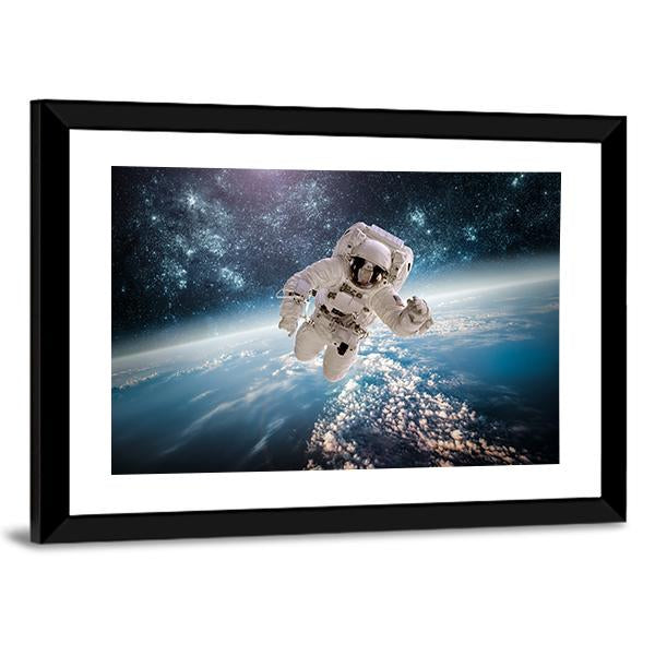 Astronaut In Outer Space Panoramic Canvas Wall Art-1 Piece-36" x 12"-Tiaracle