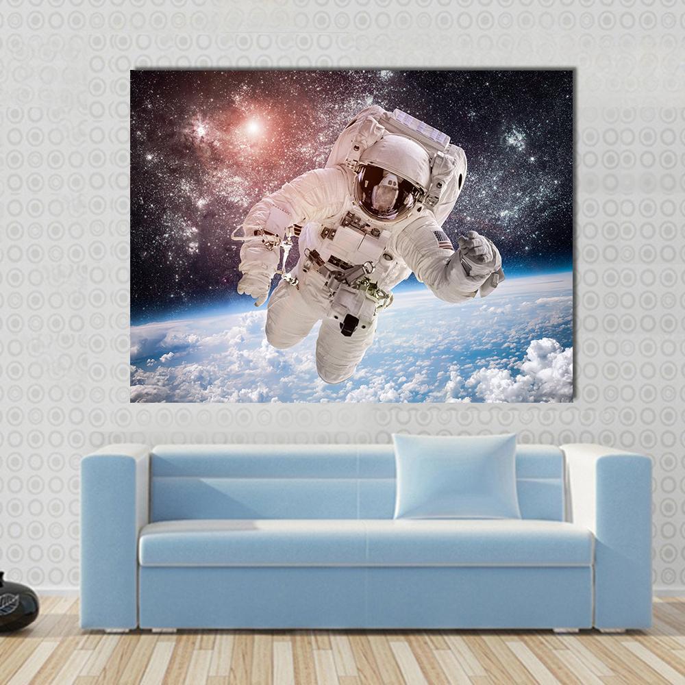 Astronaut In Space Canvas Wall Art-1 Piece-Gallery Wrap-36" x 24"-Tiaracle