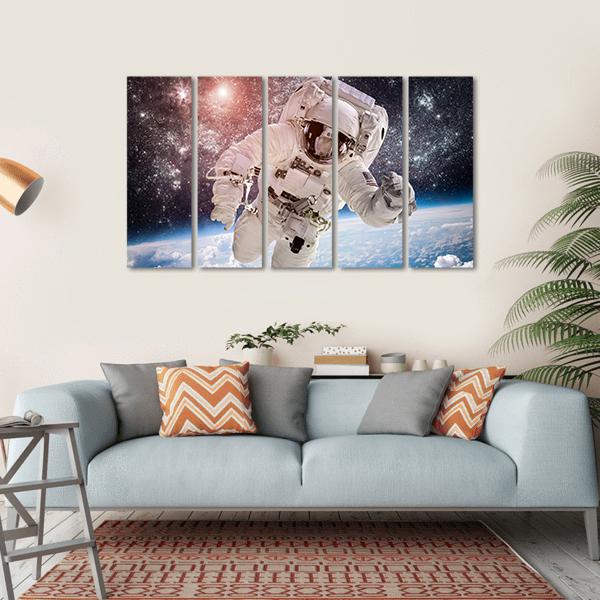 Astronaut In Space Canvas Wall Art-5 Horizontal-Gallery Wrap-22" x 12"-Tiaracle