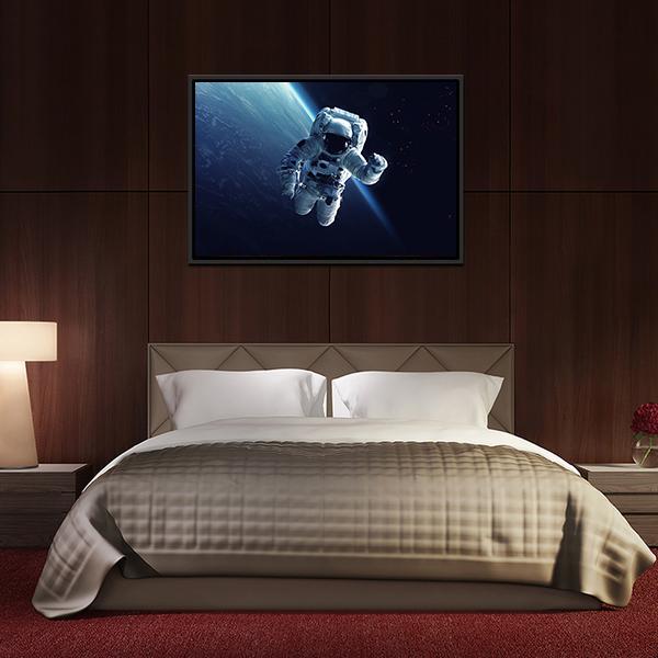Astronaut In Space Canvas Wall Art-3 Horizontal-Gallery Wrap-25" x 16"-Tiaracle