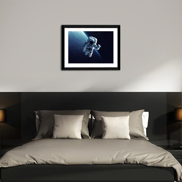 Astronaut In Space Canvas Wall Art-3 Horizontal-Gallery Wrap-25" x 16"-Tiaracle