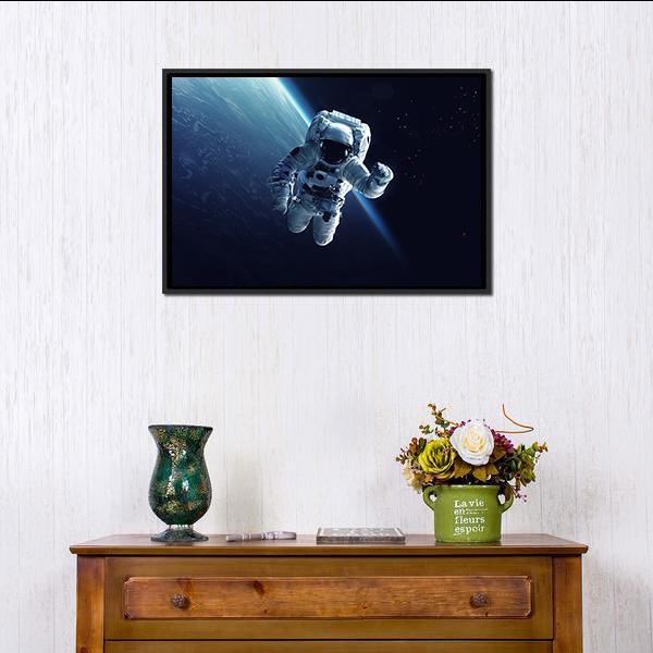 Astronaut In Space Panoramic Canvas Wall Art-1 Piece-36" x 12"-Tiaracle