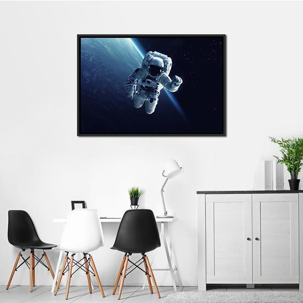 Astronaut In Space Panoramic Canvas Wall Art-1 Piece-36" x 12"-Tiaracle